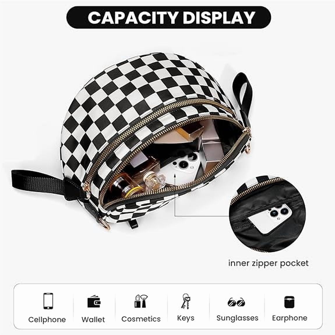 Checkerboard Pattern Nylon Belt Bag for Women - Convertible Crossbody or Waist Pack