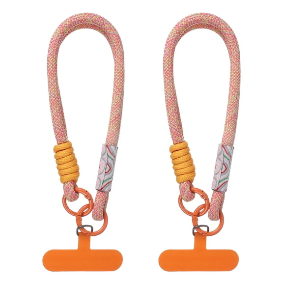 Uxcell Phone Lanyard, Universal Phone Wrist Lanyard Wrist Strap Anti Theft Strap with Pads, Orange 2 Pcs
