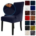 thumbnail image 1 of Labymos Chair Cover Velvet Chair Slipcovers Removable Washable Soft Dining Chair Protector Cover Dark Blue, 1 of 8
