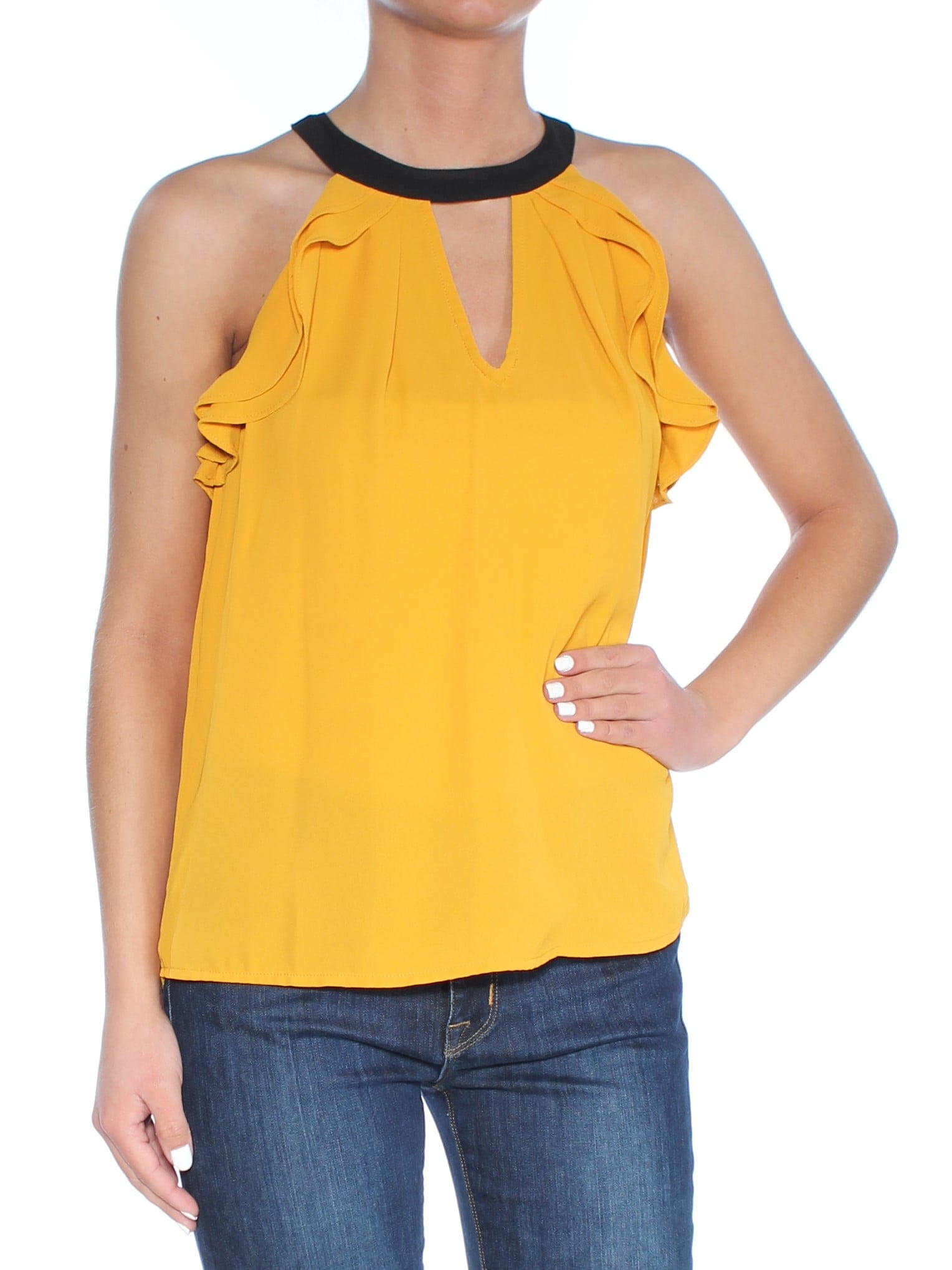 gold ruffle top