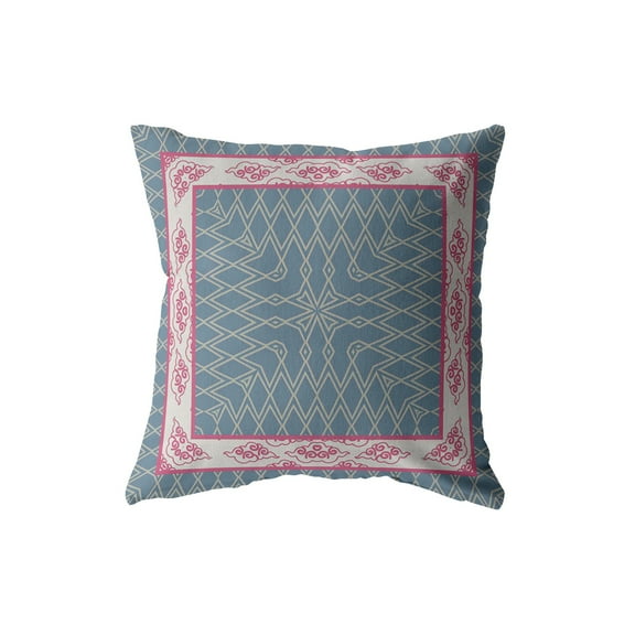 Square Nest Broadcloth Indoor Outdoor Blown and Closed Pillow Pink and Blue