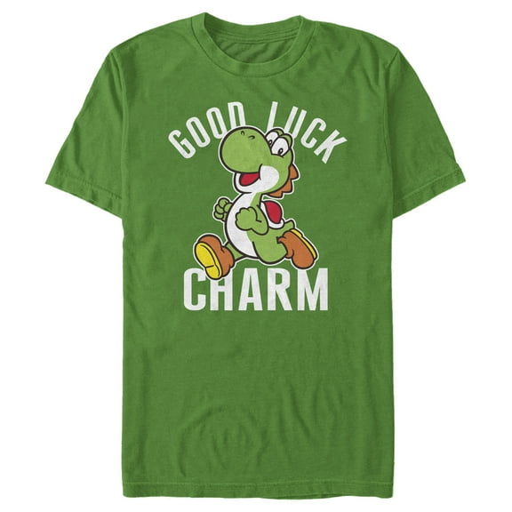 Men's Nintendo Super Mario Yoshi St. Patrick's Good Luck Charm Graphic Tee Kelly Green Small