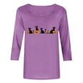 thumbnail image 3 of Women's Casual Crewneck T-Shirts Halloween Black Cat Jack-o-Lantern Graphic Print Long Sleeve Tops Comfortable Fall Pullover Tees Festive Party Clothing, 3 of 5