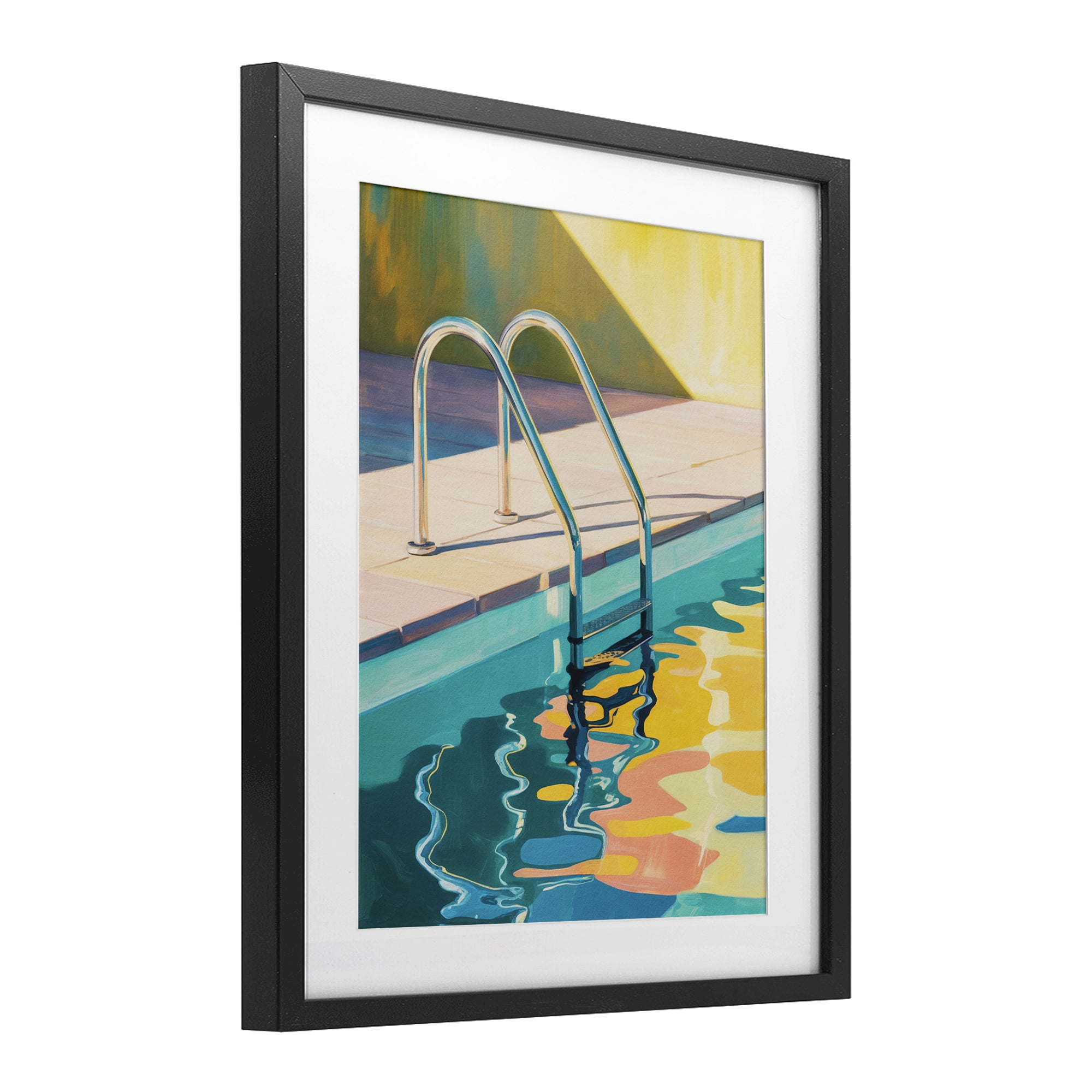 Stupell Industries Pool Ladder At Sunset Black Framed Print Under Glass, design by Andreas Magnusson