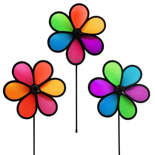 In the Breeze 10Inch Neon Flower Spinners Colorful Wind Spinners for