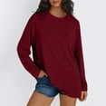thumbnail image 4 of GigrtiJin Womens Oversized Long Sleeve T Shirts Fall Round Neck Casual Basic Tops Fashion Loose Solid Color Blouse, 4 of 9