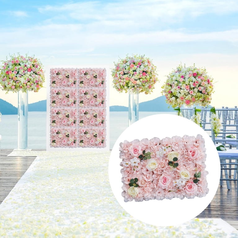 Artificial Flowers Decor Pack Of 2 - Wedding Backdrop Garland, Champagne Color, Silk & Foam