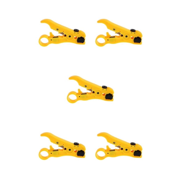 Langgg Universal Wire Coax Coaxial Stripping Tool Cable Stripper Cutter Stripping Plier Yellow 5Set