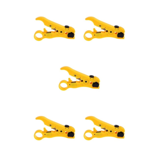 Langgg Universal Wire Coax Coaxial Stripping Tool Cable Stripper Cutter Stripping Plier Yellow 5Set