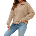 thumbnail image 2 of Gibobby Suéter Navideño Mujer Sudaderas con media cremallera para mujer, con cremallera de un , sudaderas con capucha de tamaño, suéteres, trajes de otoño, ropa de invierno (Caqui, L), 2 of 5