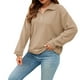 thumbnail image 2 of Gibobby Suéter de invierno para mujer Sudaderas con media cremallera para mujer, con cremallera de un , sudaderas con capucha de tamaño, trajes de otoño(Caqui,M), 2 of 5