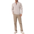 thumbnail image 2 of SUÉTER DE PULLOVER DE CUELLO ALTO PARA HOMBRE INSPIRE CHIC, SUÉTER DE POLO DE PUNTO DE COLOR SÓLIDO, CREMALLERA DE CUARTO, L Beige, 2 of 6