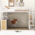 thumbnail image 4 of Harper & Bright Designs Full Size Loft Bed with Storage Staircase and Shelves, Heavy Duty Metal Loft Bedframe with Wardrobe and Lockers for Kids Teens, White+Natural, 4 of 15