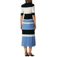 thumbnail image 3 of INSPIRE CHIC Womens Knit Striped Dresses 2024 Short Sleeve Midi Ribbed Sweater Dress S Blue, 3 of 6