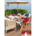 thumbnail image 4 of Outdoor Tablecloth with Umbrella Hole and Zipper, Red Christmas Rectangle Table Cloth 60x84 Inch Waterproof Tablecloth, Snowman Xmas Tree Poinsettia Eucalyptus Picnic Table Cover for Patio Camping, 4 of 7