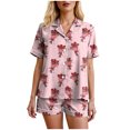 thumbnail image 4 of vigerkar Womens Satin Pajamas Set Button Down 2 Piece Silk Pjs Shorts Set Comfortable Sleepwear (Light Pink, M), 4 of 7