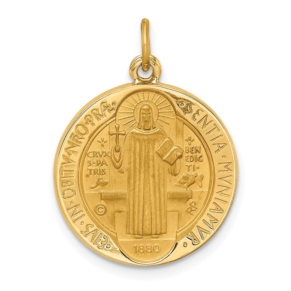 14k St Benedict pendant unisex St Benedict charm 14k solid yellow gold 