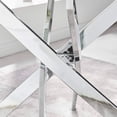 thumbnail image 4 of Heavenly Collection Silver Rectangular Tempered Glass Dining Table with Cross Metal Base for Dining Room or Kitchen, 4 of 6