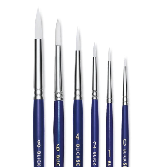 Blick Scholastic Short Handle Wonder White Brush Set - Round, Short Handle, Set of 6