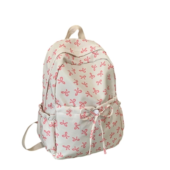Cute Bow Backpack for Women Coquette Cute Nylon Backpack Kawaii Aesthetic Schoolbag Rucksack with Bow,Pink