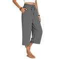 thumbnail image 4 of Wide Leg Capri Pants for Women Elastic Waist Cropped Trousers Loose Casual Lightweight 2026 Summer Lounge Beach Pull On Capris 20" 21" 22" Inseam Gray L, 4 of 9