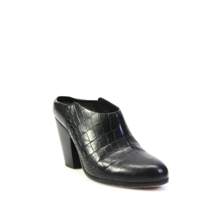 

Pre-owned|Rag & Bone Womens Block Heel Round Toe Enid Mules Black Leather Size 40