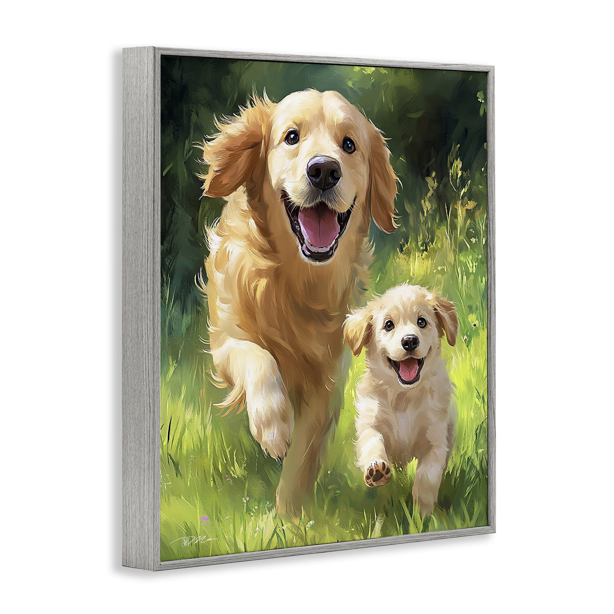 Father & Son Labrador Gray Framed Giclee Art, design by Momart