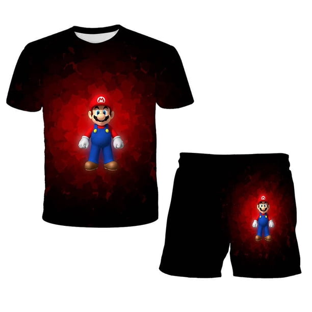 Conjunto de ropa interior Super Mario 2022 para niños y adolescentes, pantalones cortos de manga corta, ropa informal, regalos de Navidad universales, nueva moda, verano, 80-160 cm zhangmengya LED