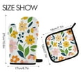 thumbnail image 2 of Yayeee Oven Mitts and Pot Holder Set of 4 Heat Resistant Kitchen Gloves Baking Hot Pad, Retro Yellow Floral, 2 of 5