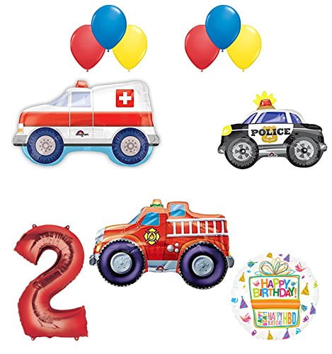Team Rescue 2nd Birthday Party Supplies And First Responders Balloon Bouquet Decorations Walmart Com Walmart Com