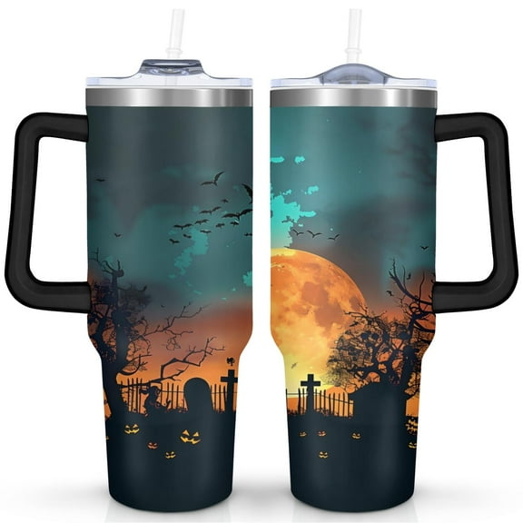 40 OZ Happy Halloween Tumbler with Handle Vacuum Insulated Tumbler Gift for Birthday Christmas Halloween