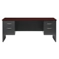 thumbnail image 2 of Hirsh 24D x 72W Double Pedestal Office Desk Credenza, Arch Pull Handles, Charcoal/Mahogany, 2 of 7