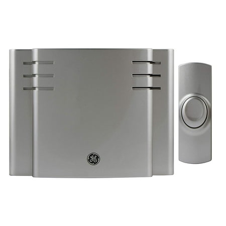 GE Wireless Doorbell Kit, 8 Chime Melodies, 1 Receiver, 1 Push Button, Battery-Operated, Nickel,