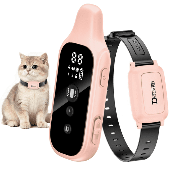 Cat Training Collar with Remote, Waterproof Rechargeable Cat Behavior Collar with Beep, Vibration, Mild Static Stimulation, Cat Anti-Meow Training E-Collar