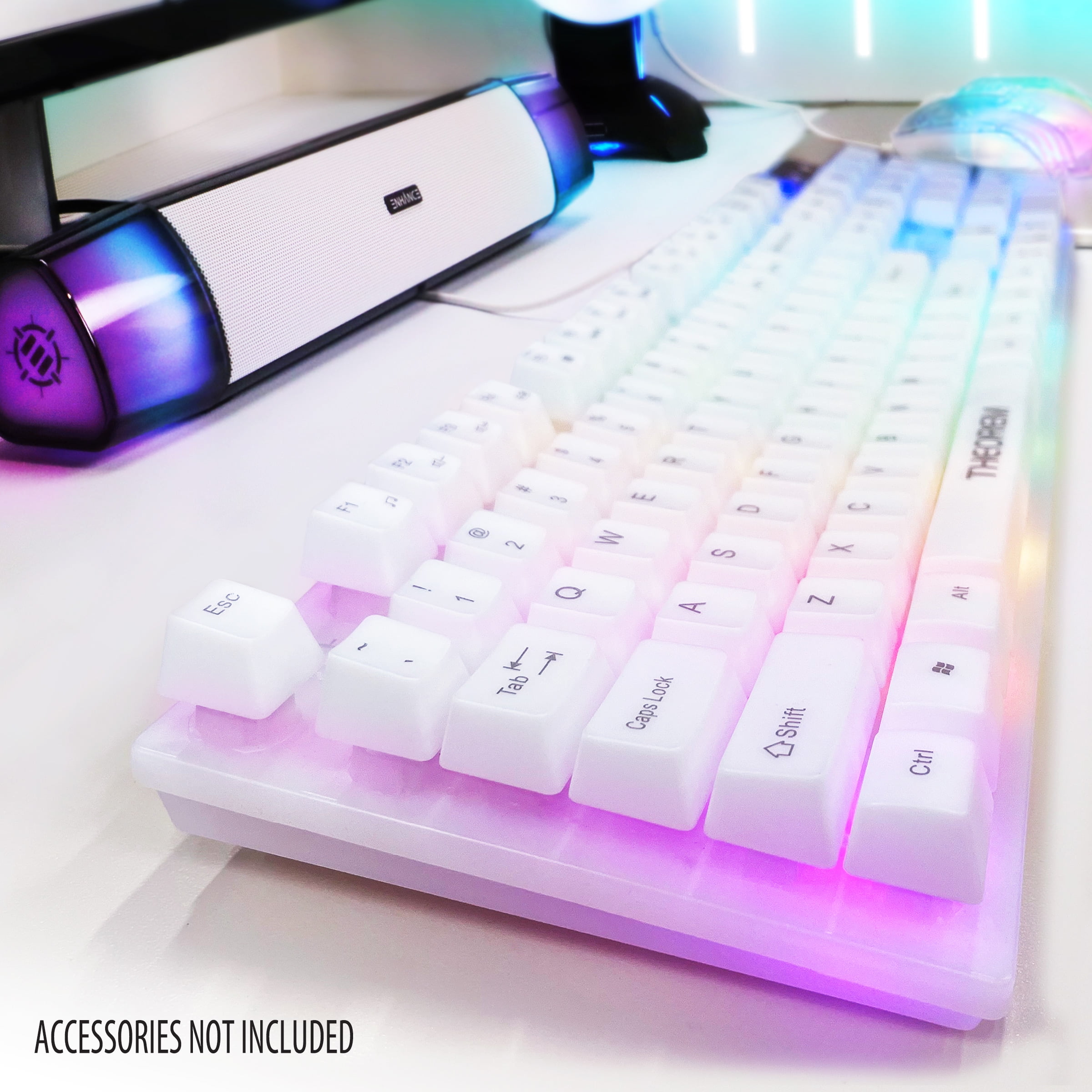 ENHANCE Theorem 3 White Keyboard - Gaming Keyboard with a White Design, Mechanical Feeling Keyboard