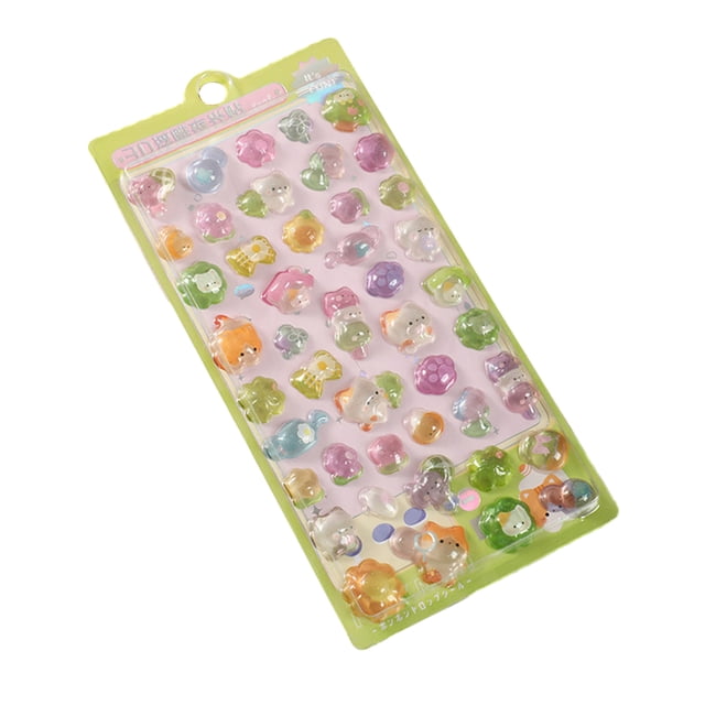 Bonitas pegatinas 3D de animales kawaii de resina, pegatinas de dibujos animados, pequeñas pegatinas DIY para álbumes de recortes, portátiles y botellas de agua.