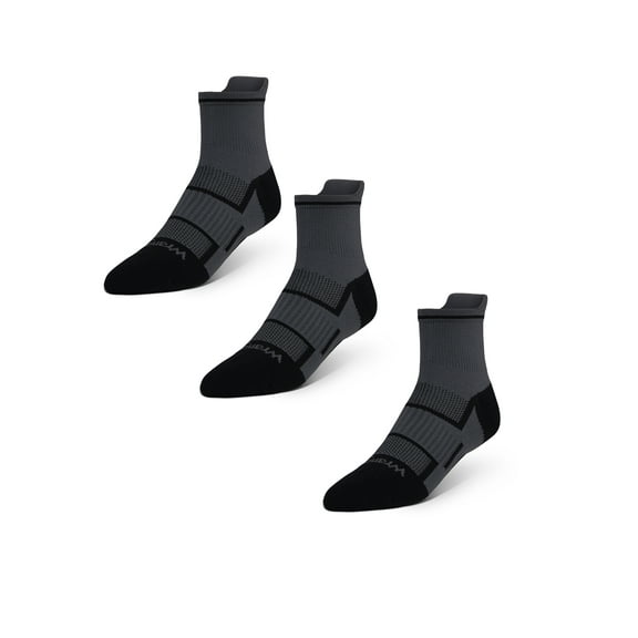 Wrangler Comfort Compression Quarter Socks for Men, Size 6-12, Gray, 3 Pairs