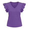 thumbnail image 7 of Lumosvexa Summer Short Shirt Womens Plain T-Shirt Top Relaxed T Shirt Purple Size S, 7 of 7