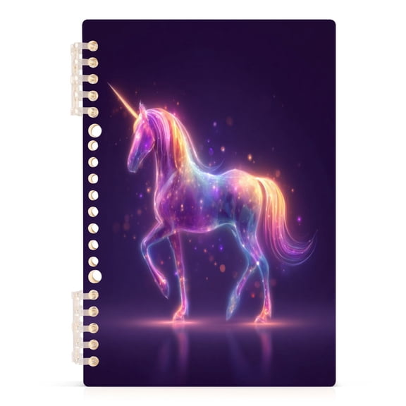 A5 Spiral Notebook 60 Sheets Diary Removable & Adjustable Wire Binding Journey Note 80g Paper Glowing Unicorn 1PCS