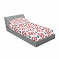 thumbnail image 3 of Ambesonne Floral Fitted Sheet & Pillow Sham Set, Abstract European Nature, Full, Slate Blue Red White, 3 of 3