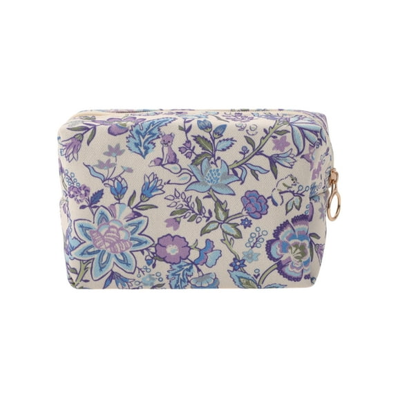 Unique Bargains 1 Pc Portable Print Makeup Bag Purple Polyester