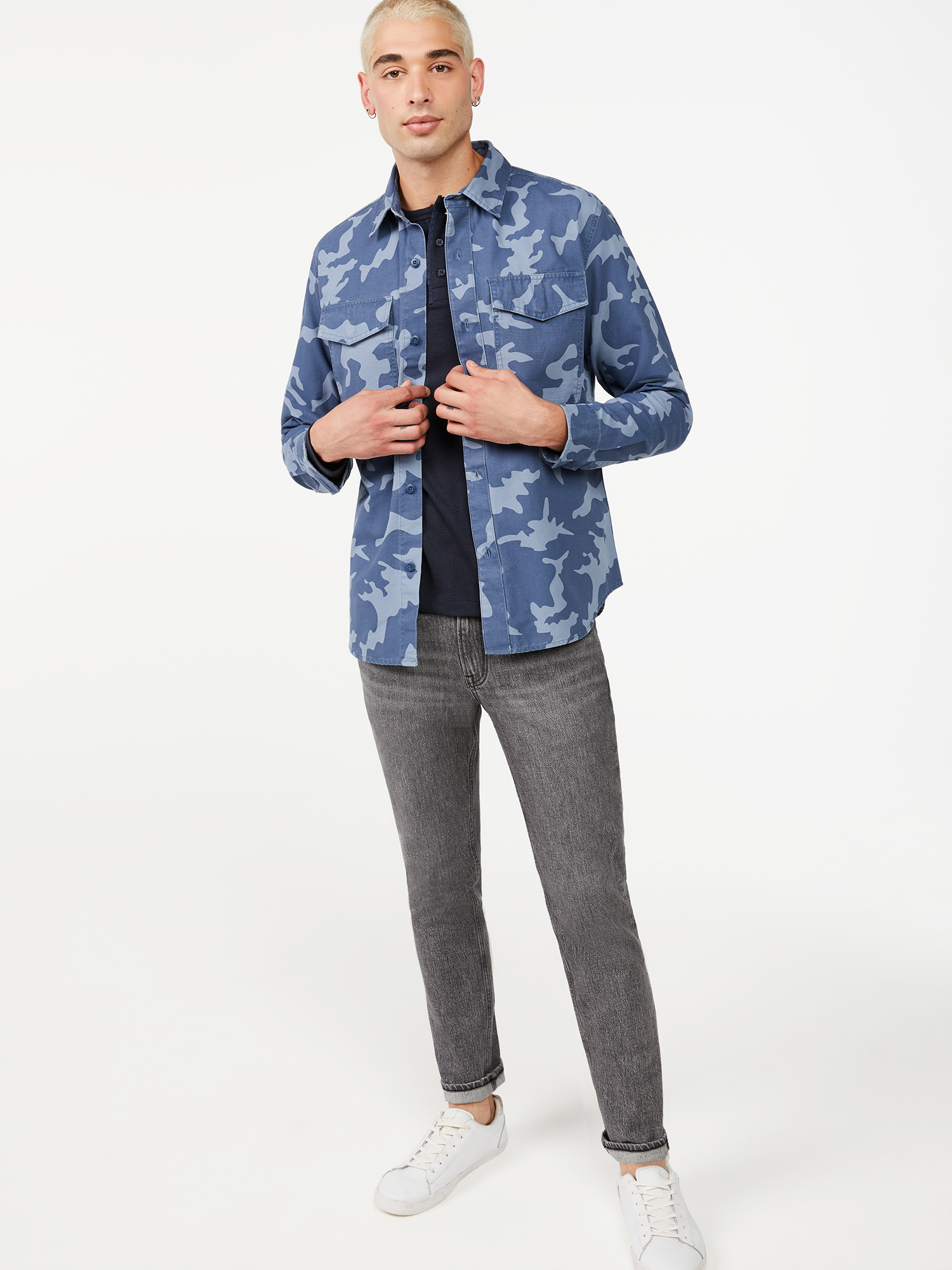 Free Assembly Men's Cotton Canvas Shirt Jacket - image 2 of 5