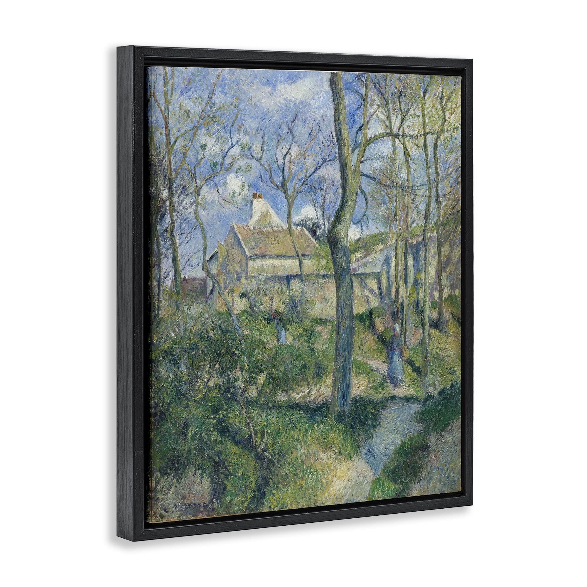 Stupell Industries Classical Village Cezanne Painting Landscape & Nature Painting Black Floater Framed Canvas Art Print Wall Art, 17 x 21