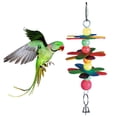 thumbnail image 1 of Flmtop Wooden Pet Bird Parrot Parakeet Flower Bead Bell String Hanging Cage Decor Toy Multicolor, 1 of 7