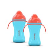 Bebek 8 oz, Silicone Soft Spout Bottle w Handles Blue w/Orange. (Pack of 2)