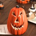 thumbnail image 2 of Happydeer Halloween Pumpkin Lamp Light Up Pumpkin Figurine Glowing Decorative Pumpkin with LED Light for Haunted House Halloween Home Garden Decor (Type F), 2 of 6