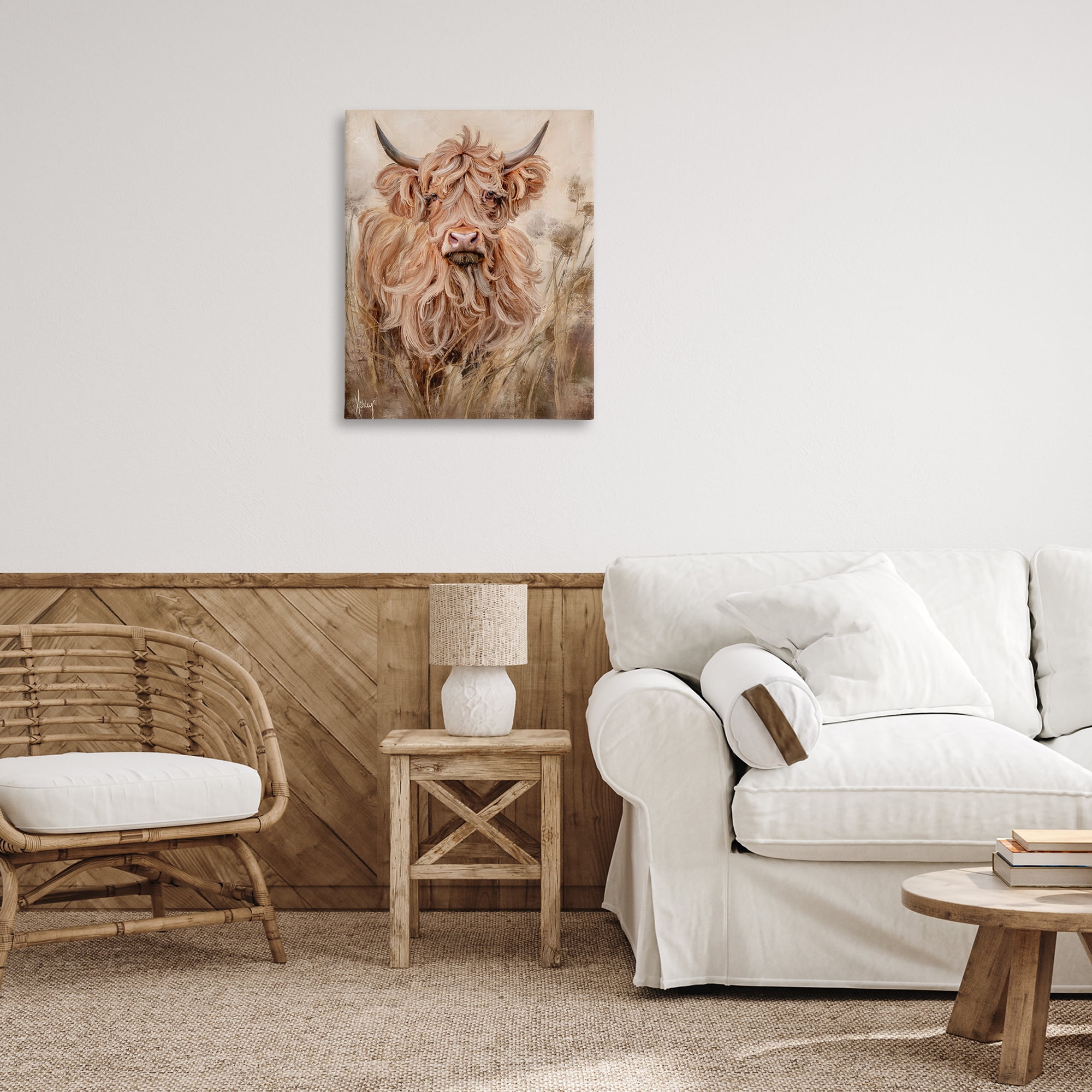 Curly Haired Highland Cattle Canvas Wall Art, design by Ashley Bradley
