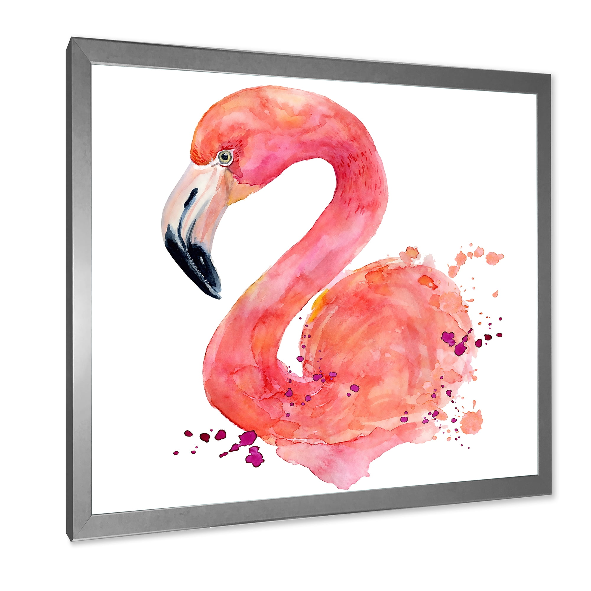 Designart 'Abstract Portrait of Pink Flamingo I' Farmhouse Framed Art Print