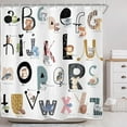 thumbnail image 2 of ABC Learning Alphabet Shower Curtain for Bathroom Decor 72Wx72H Educational Study Tool Boy Baby Children Funny Cute Large A to Z Art Printed Fabric Polyester Waterproof 12 Pack Plastic Hooks, 2 of 6