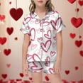 thumbnail image 2 of Kids Pjs Girls Valentines Pajamas for Children Heart Print Short Sleeve Button Down Top and Shorts Two Piece Sleepwear with Pockets White 2 Years-3 Years, 2 of 4